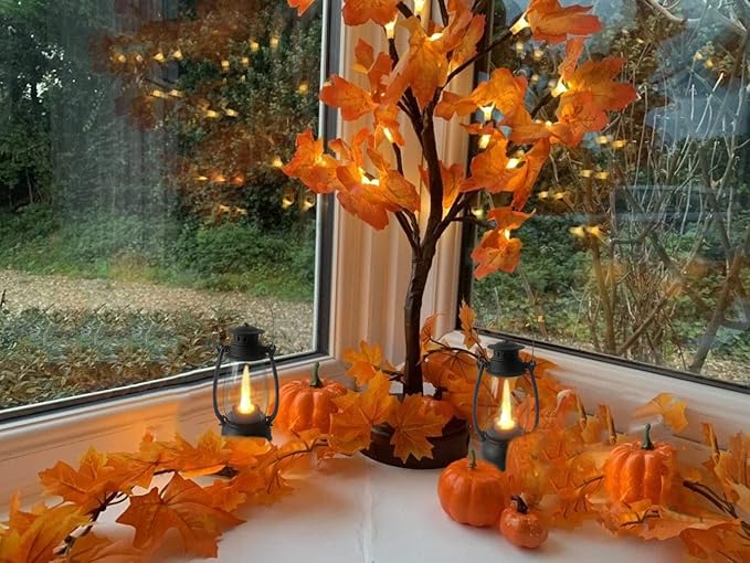 (12 Pcs-5.1in) Mini Lanterns for Vintage Western Christmas Decor, Lightweight Portable Small LED Lanterns Decorative Indoor & Outdoor Hanging Ornaments for Weddings Party Halloween Decorations