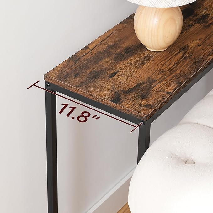 78.7" Console Table with Power Outlet, 11.8" Wide Narrow Sofa Table, Industrial Entryway Table with USB Ports, Behind Couch for Entryway, Hallway, Foyer, Living Room, Rustic Brown CTHR320E01