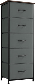 Somdot Dresser for Bedroom with 5 Drawers, Storage Organizer Chest of Drawers with Removable Fabric Bins for Closet Bedside Living Room Laundry Entryway Hallway, Charcoal Grey