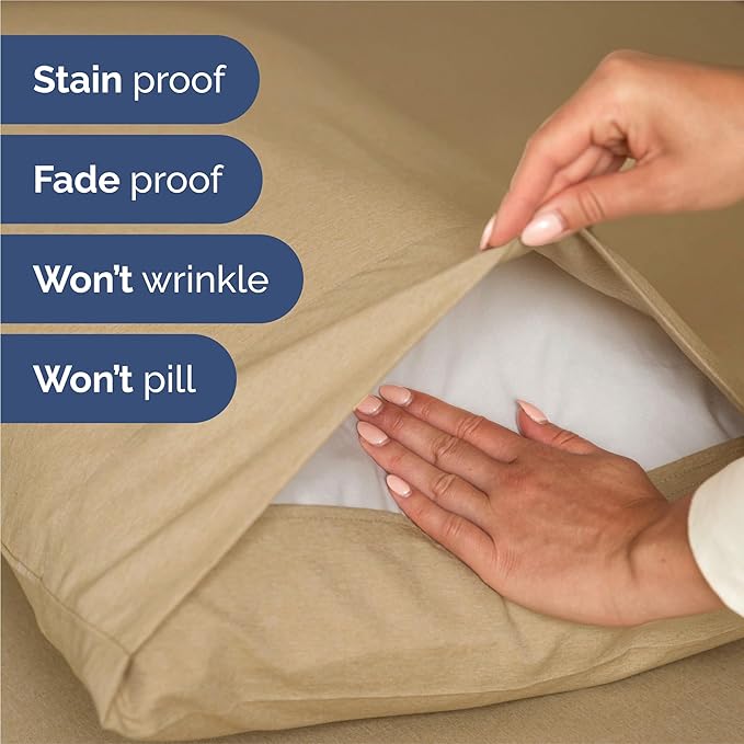King 6 Piece Sheet Set - Comfy Breathable & Cooling - Ultra Soft Hotel Luxury Bedding Set w/ 8-16 Inch Deep Pockets - 1 Flat & 1 Fitted Sheet & 4 Pillowcases - Wrinkle Free & Easy Care - Heathered Tan