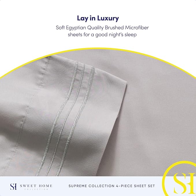 1800 Thread Count Sheet Set – Soft Egyptian Quality Brushed Microfiber Sheets – Luxury Bedding Set with Flat Sheet, Fitted Sheet, 2 Pillow Cases