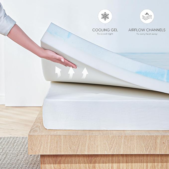 LINSY LIVING 3 Inch Mattress Topper California King, Cooling Gel Infused Swirl Memory Foam, Soft Mattress Topper for Firm Mattress, CertiPUR-US Certified Bed Topper, Cal King Size