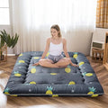 MAXYOYO Grey Pineapple Japanese Floor Futon Mattress, Tatami Mat Portable Camping Mattress Kids Sleeping Pad Foldable Roll Up Floor Lounger Couch Bed, King Size