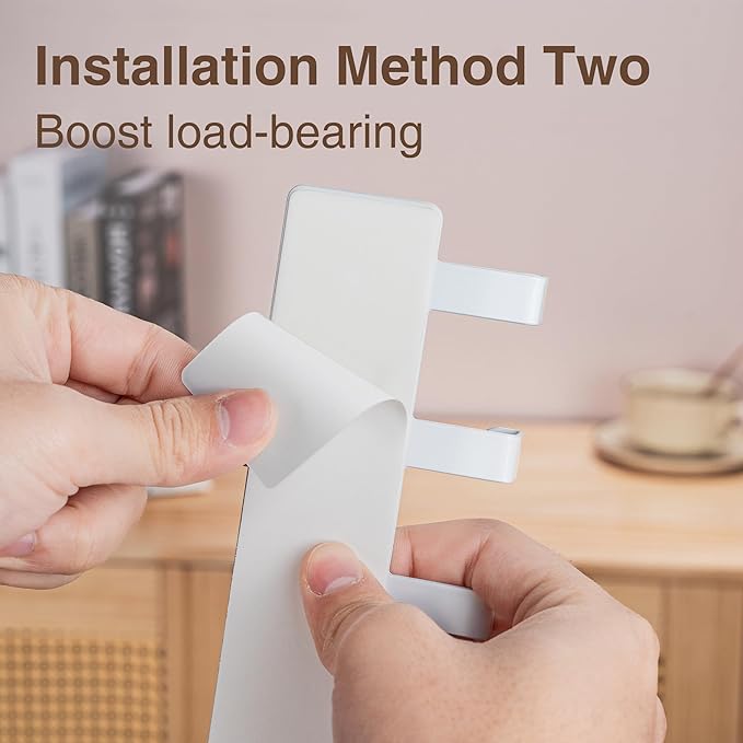 pickpiff 1 Pack Key Holder for Wall Adhesive, Key Hooks with 8 Hooks Wall Mounted, Key Hangers for Decor No Drill for Living Room, Kitchen, Office, White