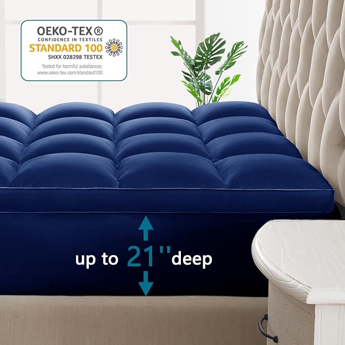 CHOKIT Full Mattress Topper, Extra Thick Pillow Top Mattress Pad for Back Pain Relief, Cooling Bed Topper Mattress Cover with 8-21 Inch Deep Pocket