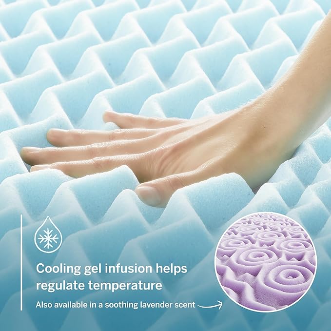 LUCID Gel Infused Memory Foam Mattress Topper – 3 Inch Mattress Topper – 5 Comfort Zones Relieve Pressure – CertiPUR-US Certified Foam - Full