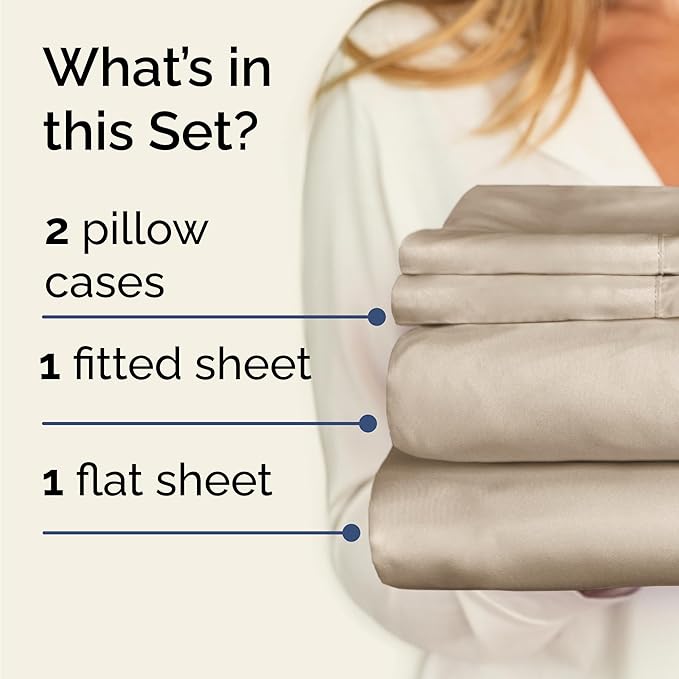 Twin 4 Piece Sheet Set - Comfy Breathable & Cooling - Ultra Soft Hotel Luxury Bedding Set with 8-16 Inch Deep Pockets - 1 Flat & 1 Fitted Sheet & 2 Pillowcases - Cozy, Wrinkle Free & Easy Care - Wheat