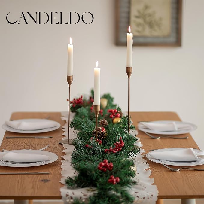 Brass Taper Candle Holders: Set of 6 Tall Candlestick Holder for Table Centerpiece Metal Gold Candles Stick Holders Candle Stand Brushed Wedding Decor