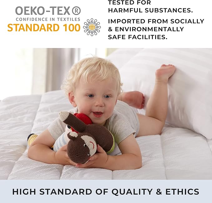 Great Bay Home Full Mattress Topper. Thick, Elastic Corner Mattress Protector and Cover. Ultra-Soft Pillowtop Mattress Pad. Fits Mattresses Up to 18" (Full, White)