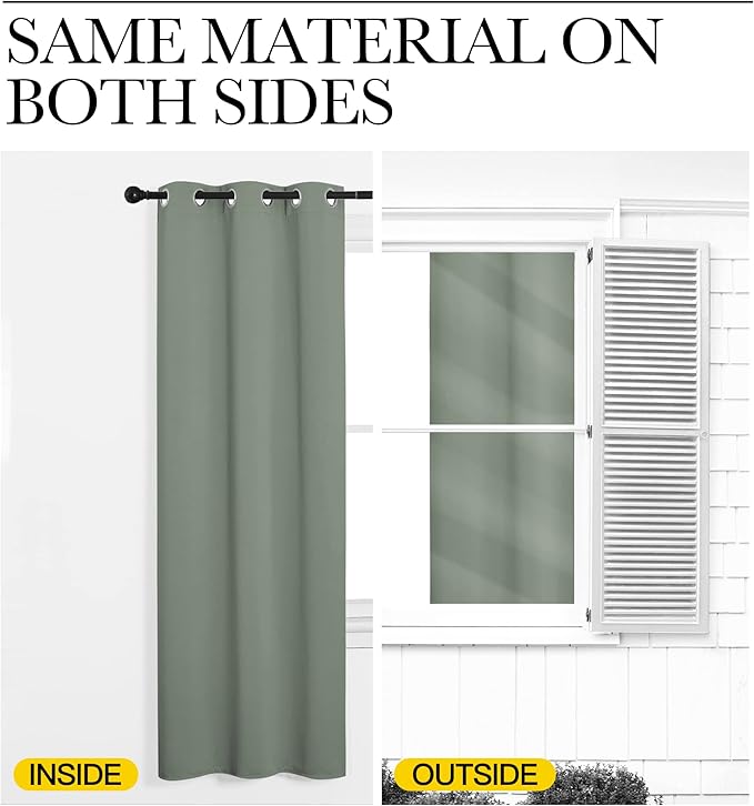 NICETOWN Room Separating Divider, Greyish Green Room Divider Curtain Screen Partition, Function Thermal Blackout Patio Door Curtain, Sliding Door Insulated Curtain for Patio, 8.3ft Wide x 10ft Long