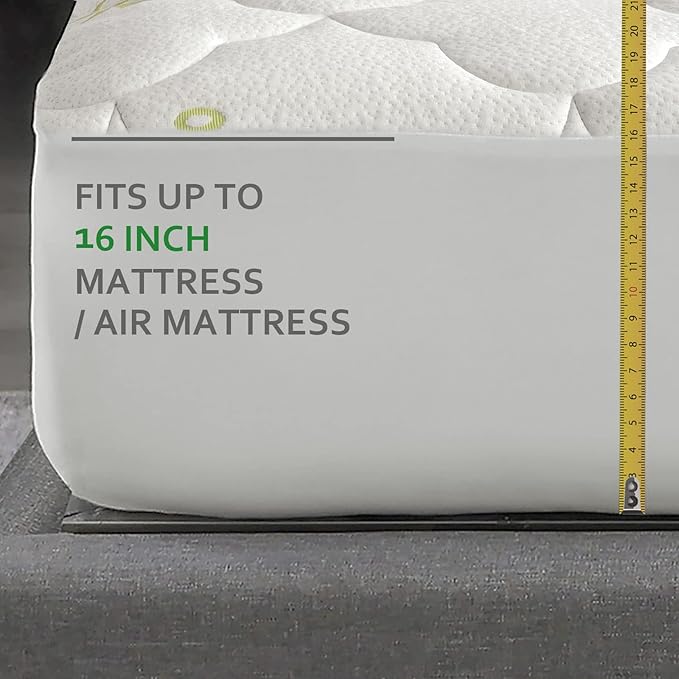 Twin Mattress Cover Air Mattress Topper, Viscose Made from Bamboo Mattress Pad for Kids, Soft Breathable and Noiseless Pillow Top Mattress Fits up to 16 inch