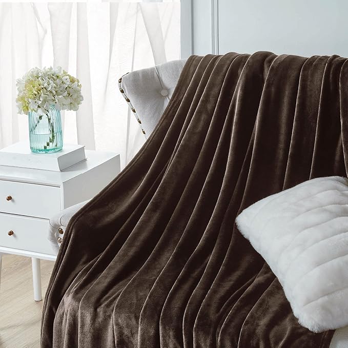 Walensee Fleece Blanket Plush Throw Fuzzy Lightweight (XL-Twin Size 66x90 Brown) Super Soft Microfiber Flannel Blankets for Couch, Bed, Sofa Ultra Luxurious Warm and Cozy for All Seasons