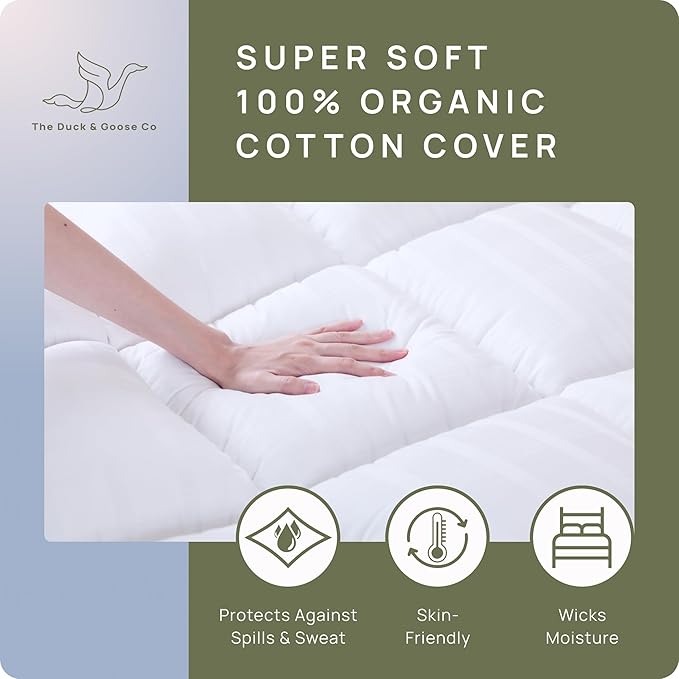 Plush Extra Thick Pillow Top Full Size Mattress Topper for Firm Mattress, Soft & Cooling Hotel Bed Topper for Back Pain with Natural Cotton Cover, Overfilled Mattress Pad Cover, Fit to 6”-22” Mattress