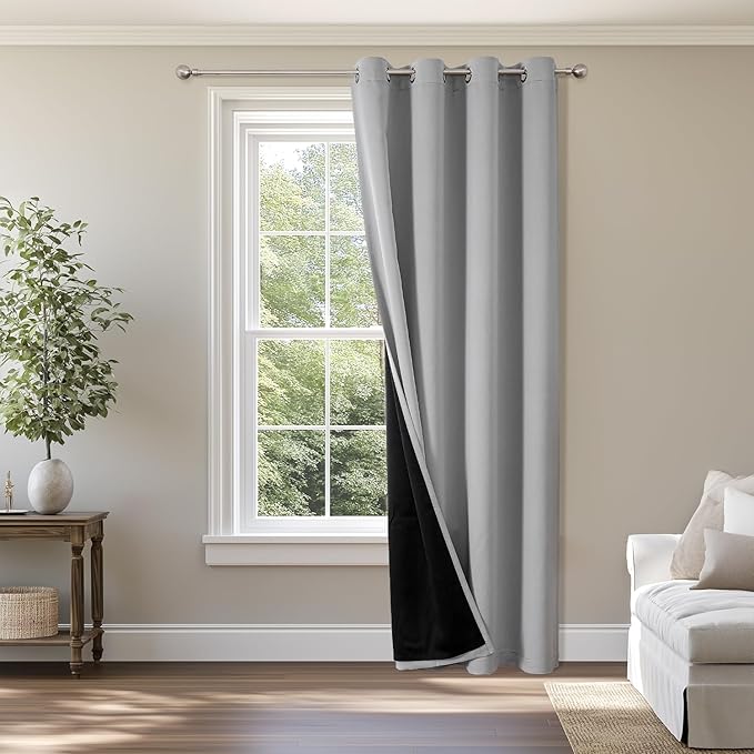 ChrisDowa Custom 100% Blackout Curtains for Bedroom with Black Liner, Double Layers Total Blackout Thermal Insulated Grommet Window Curtains 1 Panel (Custom Size and Color)