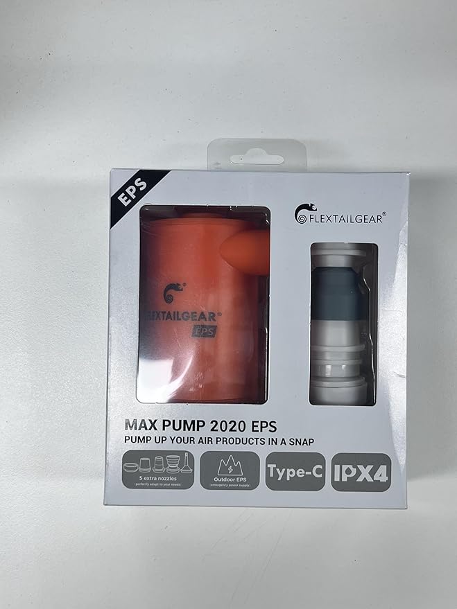 FLEXTAILGEAR Portable Camping Air Pump, Electric Air Mattresses Pump with 3600mAh Emergency Power Supply, 300 L/min Airflow for Rapid in/Deflation for Air Bed, Pool Float, Inflatables, Sleeping Pads