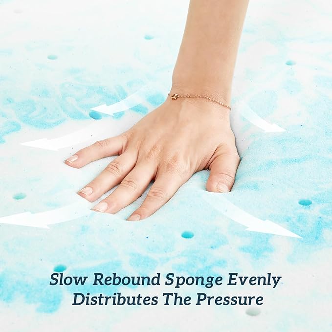 Sweetcrispy Mattress Topper Twin XL, 4 Inch Thick Memory Foam Gel Infused Cooling Toppers Pad for Twin XL Size Bed, Sleeper Sofa, RV, Camper, CertiPUR US Certified, Ventilated and Breathable