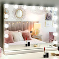 M MIVONDA Hollywood Vanity Mirror with Dimmable 15LED Bulbs Lights 3 Lighting Modes 2in1 Large Lighted Makeup Mirror for Desk and Wall with Plug-in and USB Charger Port