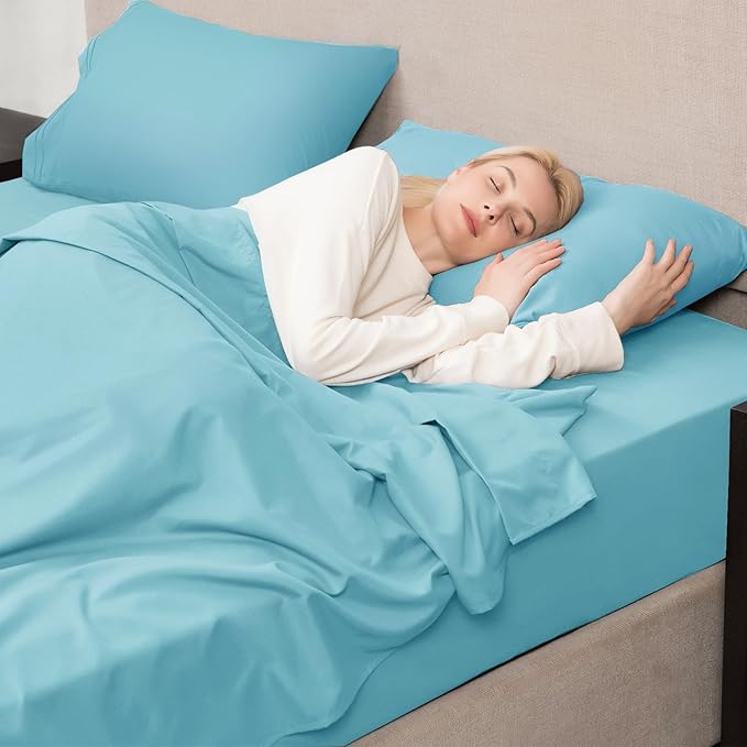 Mejoroom Twin XL Sheet Set - Hotel Luxury Microfiber Sheet & Pillowcase Sets Fits College Dorm Room Mattress - Soft, Breathable, Wrinkle & Fade Resistant - 3 Piece (Baby Blue)
