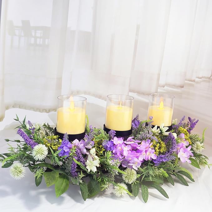 Artificial Wild Flower Candle Holder (Purple)