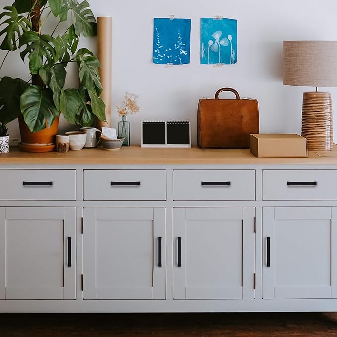 Ravinte Matte Black 3-3/4 Inch Square Cabinet Handles and Black Drawer Pulls - 40 Pack Kitchen Cabinet Hardware