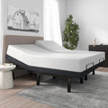 SHA CERLIN Split King Size Adjustable Bed Base/Bed Frame with Motorized Head and Foot Incline,Zero-Gravity,Wireless Remote,Soft Linen Fabric Attached,Wood Board Support (Only Base)