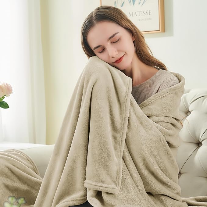 BEDELITE Fleece Blanket Twin Size Linen Throw Blankets for Couch & Bed, Luxury Plush Cozy Fuzzy Blanket 60x80 inches, Super Soft Warm Lightweight Throw Blanket for Travel Camping