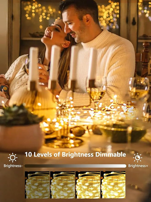 2 Pack 100 LED Fairy Lights Battery Operated with Remote, 33FT Waterproof Twinkle Lights with Timer & 8 Modes, Fairy String Lights Outdoor Indoor for Bedroom Classroom DIY Christmas Decor (Warm White)