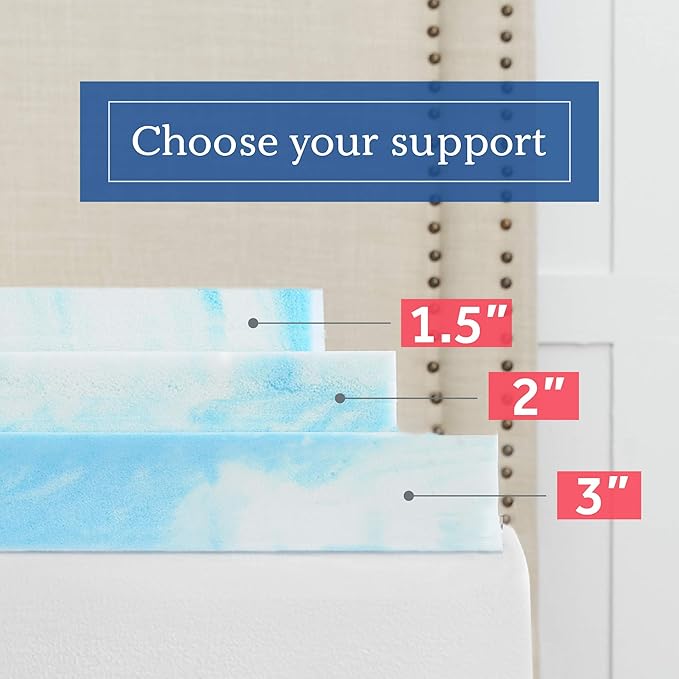 Sealy 1.5" SealyChill Gel Memory Foam Mattress Topper, Twin XL, White