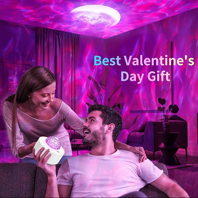 Moredig Galaxy Projector for Bedroom, 12 Colors LED Night Light Projector with Moon, Brightness and Fluctuation Speed Adjustment for Nursery, Parties, Home Decor, Home Theater