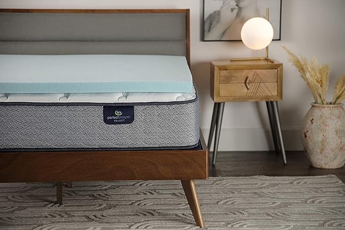 Serta ThermaGel Cooling, Pressure-Relieving Memory Foam Mattress Topper, 2 Inch, Twin, Blue