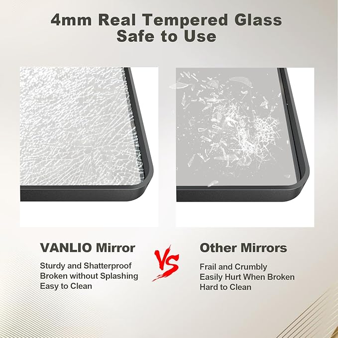 72x36 Inch Black Framed Bathroom Mirror for Wall, Large Matte Metal Framed Wall Mirror, Rounded Rectangle Vanity Mirror, Tempered Glass, Anti-Rust, Shatterproof (Horizontal/Vertical)