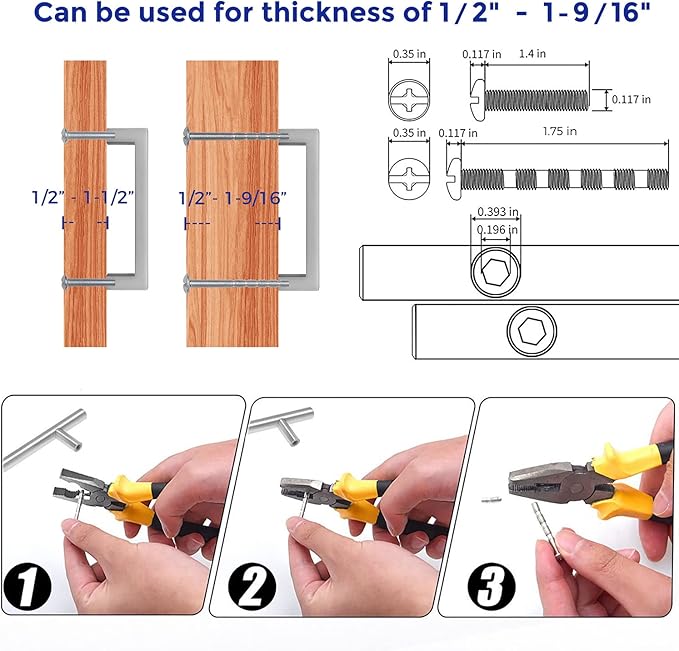 Ravinte 10 Pack Solid Kitchen Cabinet Handles Brushed Nickel Cabinet Pulls Slim Drawer Pulls with 3 Inch Hole Center Square Bar Kitchen Cabinet Hardware