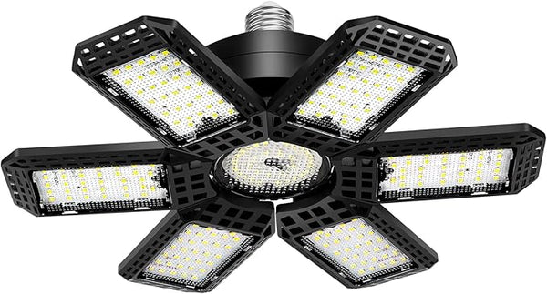 1 Pack Garage Light, 200W 20000LM 6500K LED Shop Lights, Garage Lights Ceiling Led with 6+1 Deformable Panels, Screw in E26/E27 Socket Bulb for Warehouse, Workshop, Basement, Barn Lighting