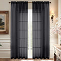 Aiyufeng Black Sheer Curtains 90 Inches Long, Light Filtering Rod Pocket Solid Color Window Sheer Curtain Panels, Elegant Curtains & Drapes for Living Room, Bedroom 2 Panels (Black, 59" W x 90" L)