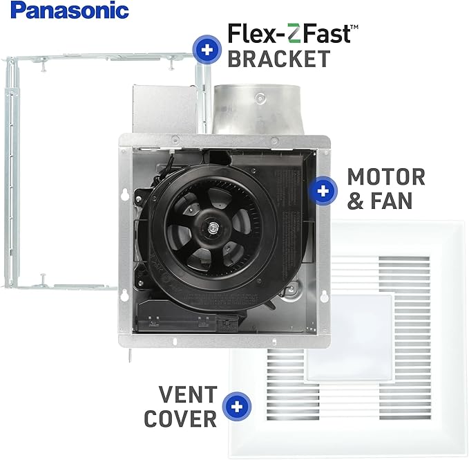 Panasonic WhisperValue Ceiling/Wall Mount Bathroom Exhaust Fan with Dimmable LED Light, 50-80-100 CFM, FV-0510VSL1