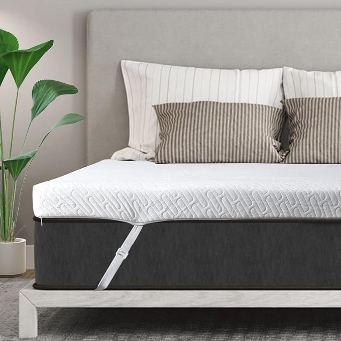 VALUXE 4 Inch Gel Memory Foam Mattress Topper Queen Size High Density Cooling Pad Pressure Relief Bed Topper (with Removable & Washable Bamboo Cover)