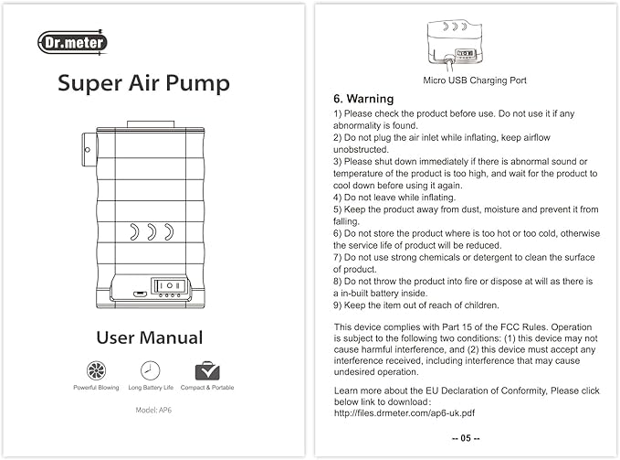 Air Mattress Pump, Rechargeable 6000mAh Portable Air Pump, Quick-Fill Electric Air Inflator Deflator for Outdoor Camping Inflatable Bed Pool Boat Float Raft Swimming Rings Vacuum Bag