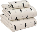 RUVANTI Flannel Sheets Twin XL Size - 100% Cotton Double Brushed Twin XL Sheet Sets, Deep Pockets 16 Inches, All Seasons Breathable & Extra Soft Bed Sheets, Warm & Cozy, 3 Piece, Black Cat
