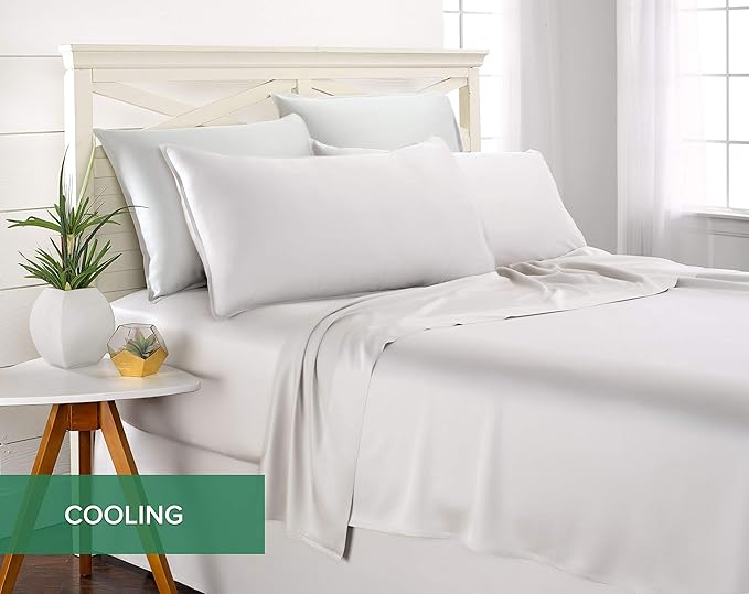 Short Queen Sheets by Pure Bamboo for RV Camper (60"x75") - Genuine 100% Organic Viscose Derived from Bamboo Bed Sheet Set, Soft & Cooling, Lifetime Quality Promise (Short Queen, White)