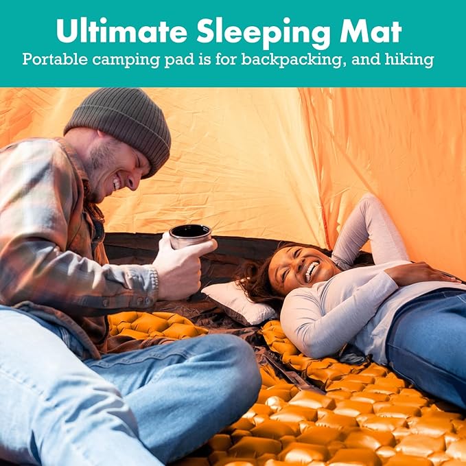 Ultralight Sleeping Mat - Inflatable & Compact Camping Air Mattress for Backpacking, Hiking- New