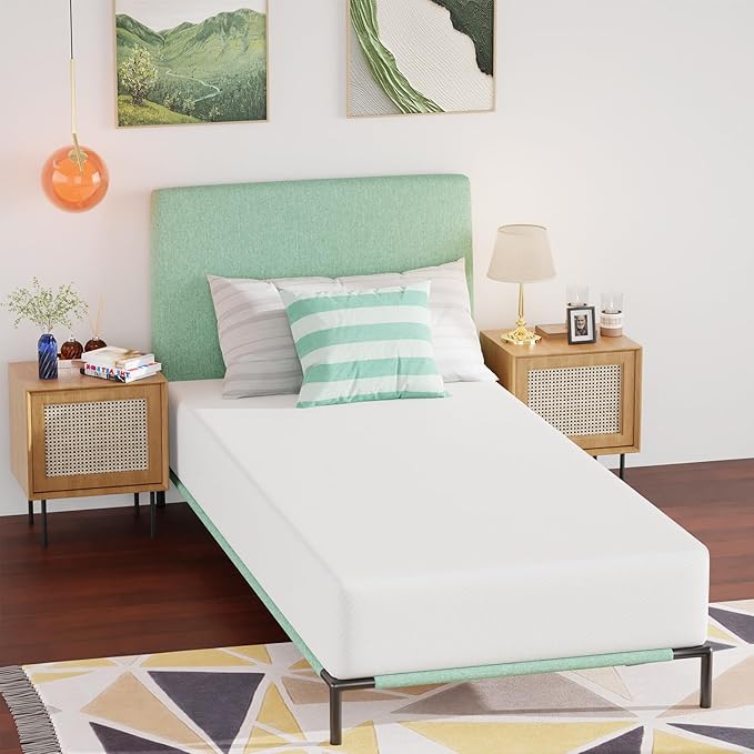BestMassage | 10 Inch Twin XL Mattress | Gel Memory Foam | Medium Firm Feel | White | Bed in a Box, CertiPUR-US Certified | Pressure Relief, Cooling Ventilated Foam | Breathable Knit Cover