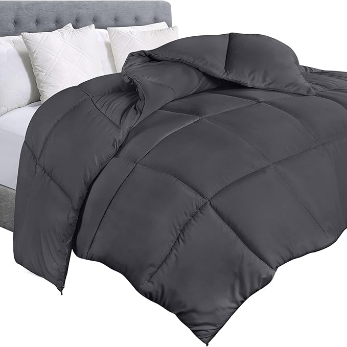 Utopia Bedding Comforter Duvet Insert, Quilted Comforter with Corner Tabs, Box Stitched Down Alternative Comforters King Size (Grey)