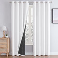 ChrisDowa White 100% Blackout Curtains for Bedroom with Black Liner, 2 Thick Layers Total Blackout Thermal Insulated Grommet Window Curtains 2 Panels Set (Pure White, 52 x 72 Inch)
