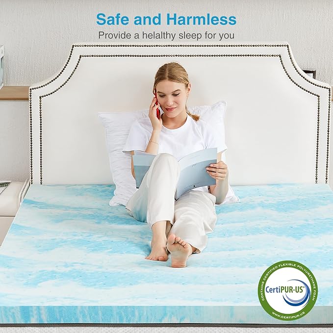 Mattress Topper, Twin XL Cooling Memory Foam Bed Toppers, 2 Inch Soft Mattress Pads for Sleeper Sofa, RV, Camper, CertiPUR-US Certified