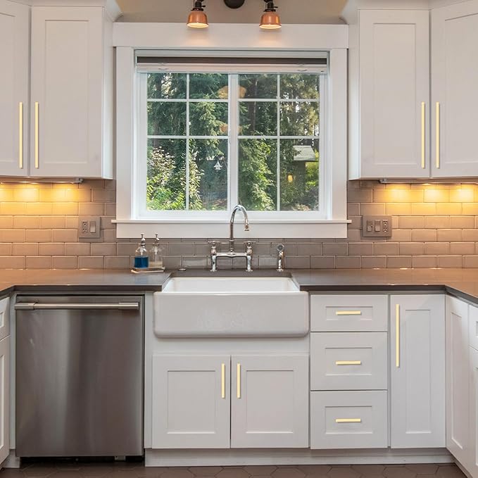 10 Pack Gold Cabinet Pulls 10 Inch Handles for Cabinets and Drawers - Kitchen Hardware