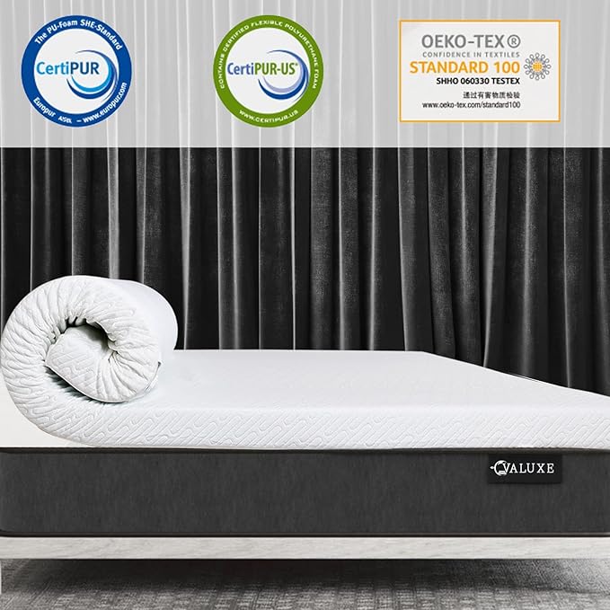 VALUXE 4 Inch Gel Memory Foam Mattress Topper Twin XL Size High Density Cooling Pad Pressure Relief Bed Topper (with Removable & Washable Bamboo Cover)
