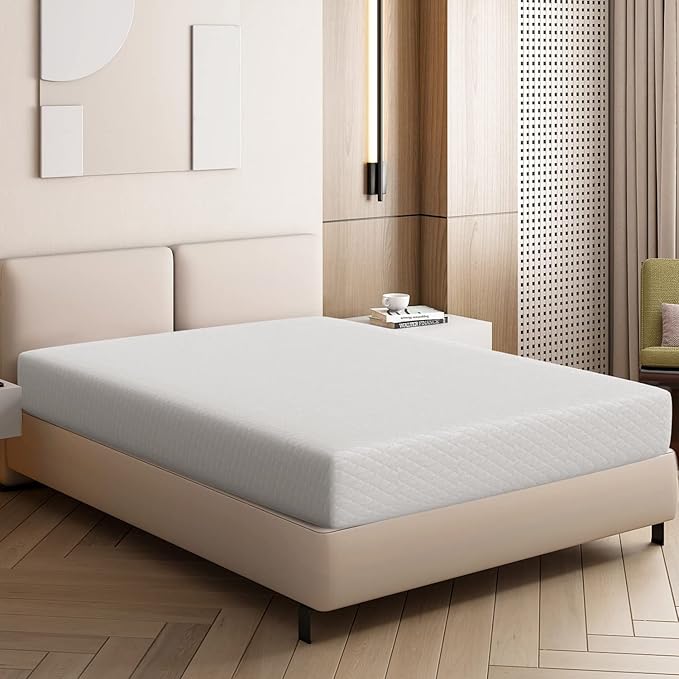 BestMassage | 10 Inch Full Mattress | Gel Memory Foam | Medium Firm Feel | White | Bed in a Box, CertiPUR-US Certified | Pressure Relief, Cooling Ventilated Foam | Breathable Knit Cover