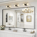 72x36 Inch Black Framed Bathroom Mirror for Wall, Large Matte Metal Framed Wall Mirror, Rounded Rectangle Vanity Mirror, Tempered Glass, Anti-Rust, Shatterproof (Horizontal/Vertical)