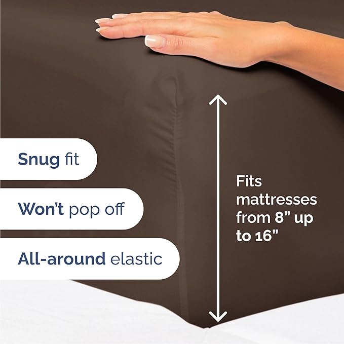 Queen 6 Piece Sheet Set - Comfy Breathable & Cooling - Ultra Soft Hotel Luxury Bedding Set w/ 8-16 Inch Deep Pockets - 1 Flat & 1 Fitted Sheet & 4 Pillowcases - Cozy, Wrinkle Free & Easy Care - Brown