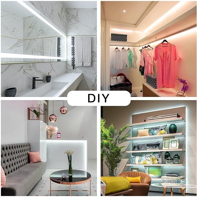 DAYBETTER White LED Strip Light, 20 ft Dimmable Bright Rope Lighting, 6500K 24V Strips, 360 LEDs 2835 Tape Lights for Bedroom, Kitchen, Mirror, Home Decoration(1 Roll)